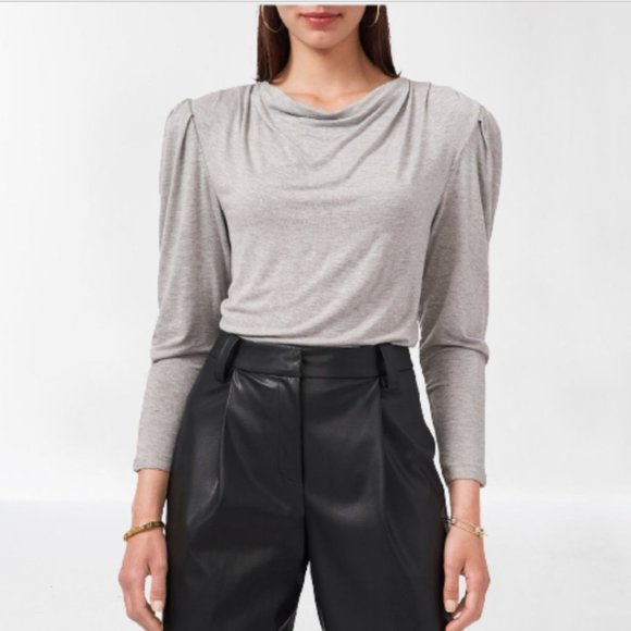 🌼 VINCE CAMUTO Drape Neck Knit Top In Medium Heather Gray M NWT - Picture 1 of 7